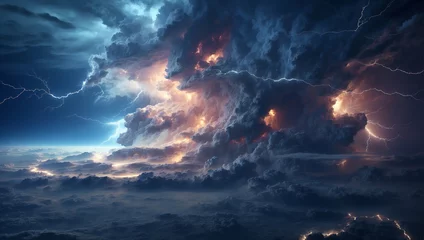 Gordijnen Thunderstorms dark sky seen from space  © Prinxe