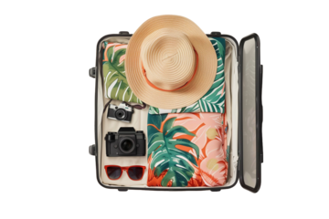 Travel Suitcase Packed  for a summer holiday
