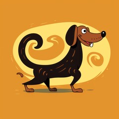 Silly 2D-style dog chasing something