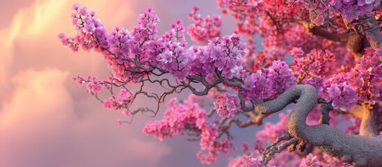 Blossoming Sakura Tree: Aesthetic Beauty in Nature with Pink Floral Canopy