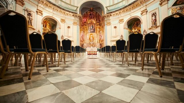 The Iglesia del Oratorio de San Felipe Neri in Cadiz, Andalucia, Spain, with baroque architecture and where the 1812 Constitution was proclaimed