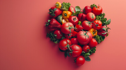 Group of vegetables with heart shaped
