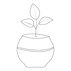 Continuous one line drawing tree plant growth progress single line vector art illustration