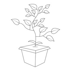 Continuous one line drawing tree plant growth progress single line vector art illustration