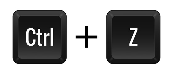 CTRL Z Key combination. Keyboard, control, computer, shortcut, laptop, functional, input device, peripheral, enter the text, typing, type, hotkeys, layout, language, qwerty, undo. Vector illustration