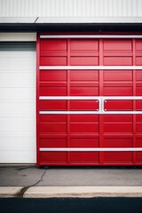 Cherry red & off-white garage metal door