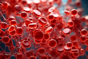 Many Erythrocytes flowing through a blood vessel, demonstrating their role in oxygen transport