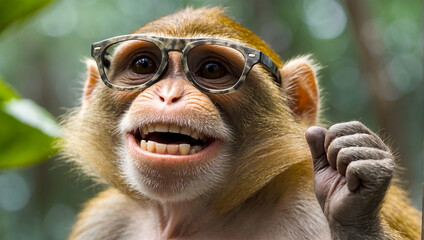 Monkey Ape Sunglasses Eyeglasses Smile Animal