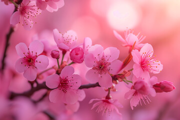 Fototapeta na wymiar Close-up of beautiful sakura tree flower (cherry blossom) in spring