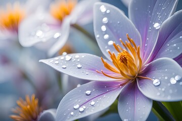 water drops on flower background