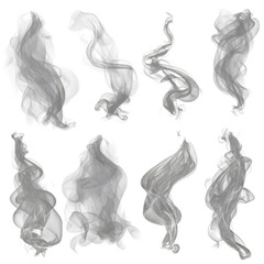 Fog or smoke set isolated on black background. White cloudiness, mist or smog transparent.png