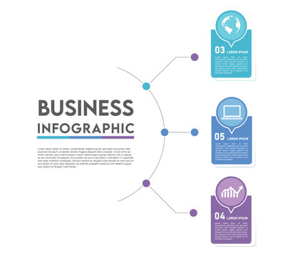 Vector template circle infographics. Business concept with 3 options and parts. Three steps for content, flowchart, timeline, levels. Circle chart infographic template with 3 options for presentations