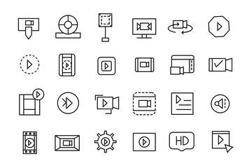 Simple Set of Video Production Related Vector Line Icons. It contains thin Icons Vector illustration.