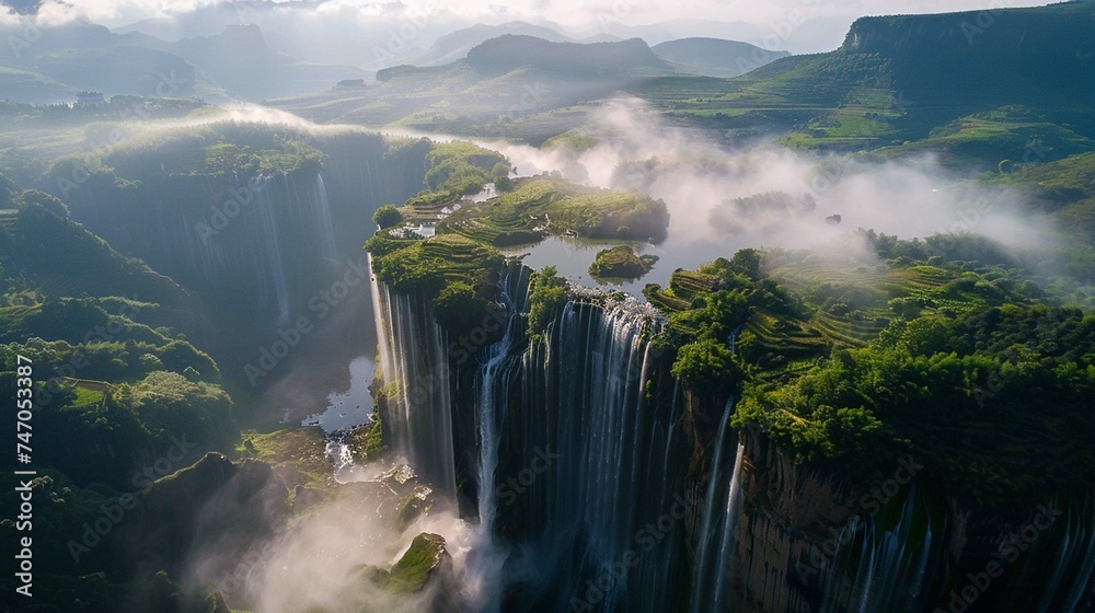 Poster waterfall in the forest