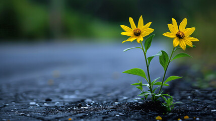 This image is of a yellow flower weed growing.