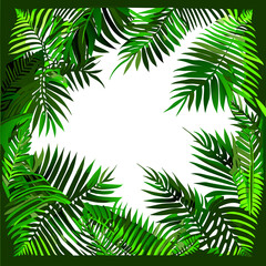 Green leaves frame palm tree branch holiday decoration vector illustration