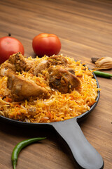 Restaurant style Spicy Chicken Biryani served with Raita and Salan, Popular Indian or Pakistani non vegetarian Food