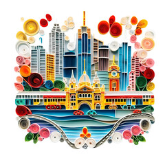 Fototapeta premium Melbourne city quilling paper art