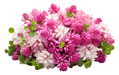Shades of Pink in Clover Bouquet Isolated on Transparent Background PNG.