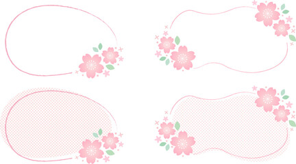 春らしいピンクのサクラの見出しに使えるベクターフレーム画像素材