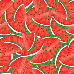 Seamless pattern with hand drawn watermelon slice. Watermelon background for packaging paper, fabric, banner, fashion professional design.