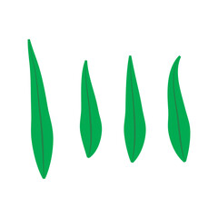 Set of 4 green Leaf simple icon illustration. Cartoon style elements for web or product design.