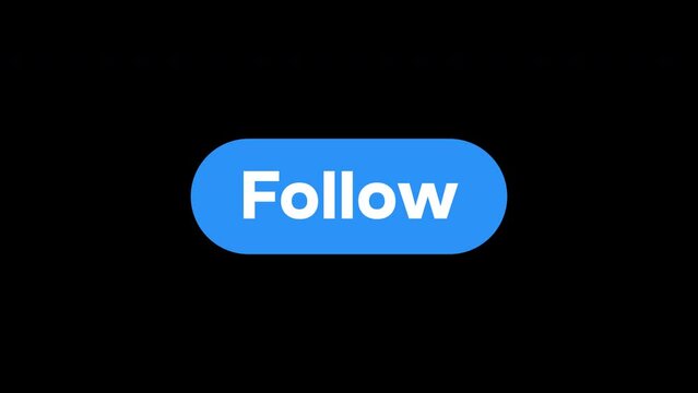 Pop Up Animation of Follow button, transparent background embed, alpha channel included.