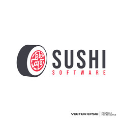 Sushi logo design, software technology logo vector illustration