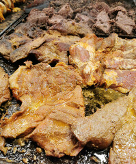 grilled sausages and meat