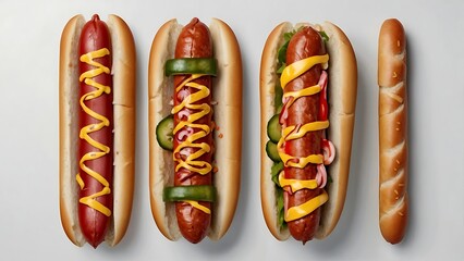 Hot dog topped with mustard and ketchup on a  bun, so delicious