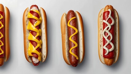 Hot dog topped with mustard and ketchup on a  bun, so delicious