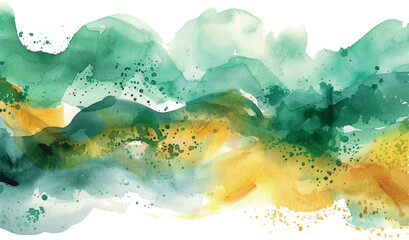 watercolor abstract isolated background green and yellow colors