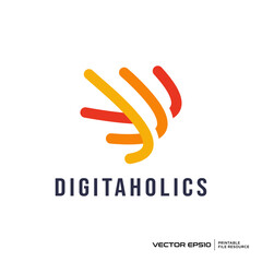 Abstract digital line logo vector illustration