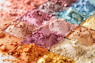 Eye Shadow Palettes Isolated, New Makeup Palette, Crushed Natural Glitter Pigment Texture