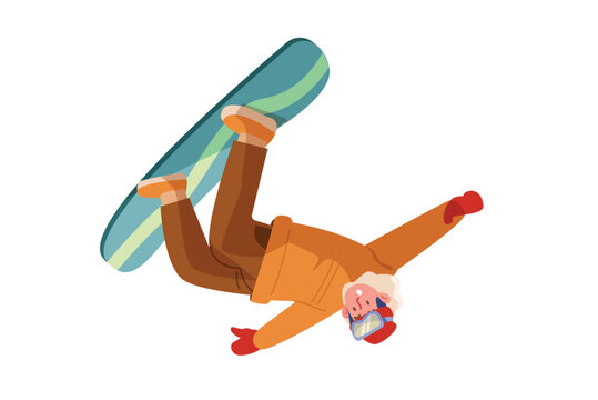 snowboarder falling, orange jacket, blue board clip art preview