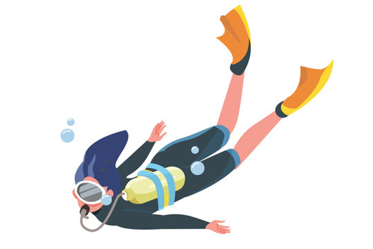 diver swimming underwater with yellow fins clip art preview