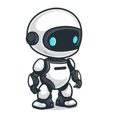 Fototapeta premium Blue eyed robot. Vector illustration.