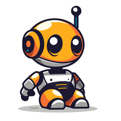 Friendly robot mascot. Cute robot character. Vector illustration isolated on a white background.