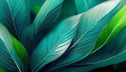 Nature's Palette: Blue and Green Leaves"