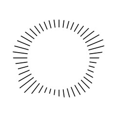 Circular frame with radial black concentric particles