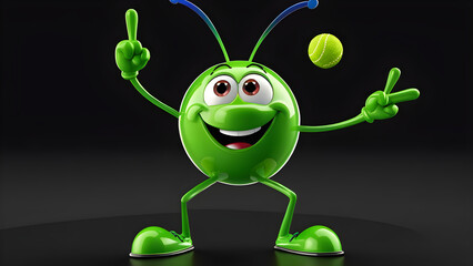 a cartoon character with happy face funny cricket on black background