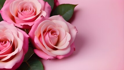 Fototapeta premium Bouquet Of Roses On Pink Backround.Generative AI