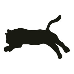 silhouette of a black tiger jumping