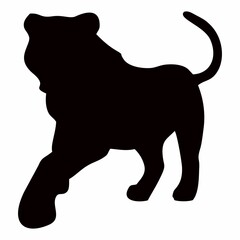 silhouette of a black tiger jumping