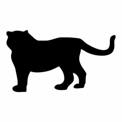 silhouette of a black tiger jumping