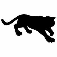 silhouette of a black tiger jumping