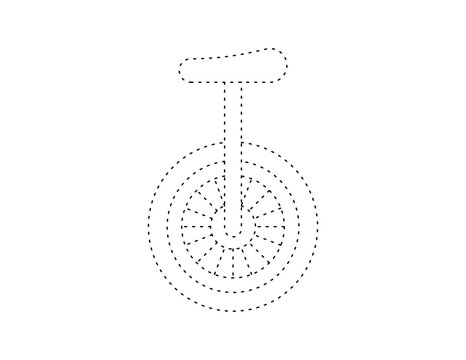 recommend clip art: dashed unicycle for coloring book template, one wheel unicycle illustration for kid worksheet printable