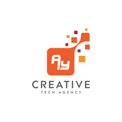 Creative letter AY logo.  digital tech vector logo. eps 10 format. 