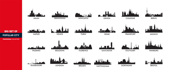 city skylines design. Set of vector cities silhouette - obrazy, fototapety, plakaty