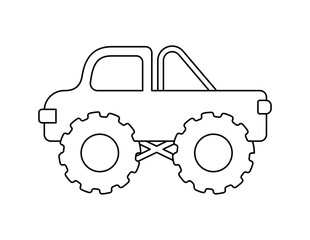 monster truck outline for coloring book template, truck illustration for kid worksheet printable